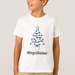 White Christmas Tree Blue Decorations - Merry Xmas T-Shirt