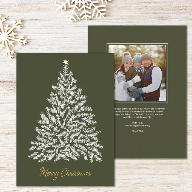 White Christmas Tree Carte photo de vacances (Créateur téléchargé)