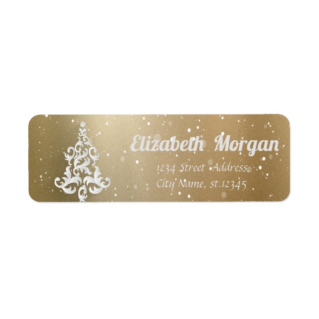 White Christmas Tree Gold Holiday, Noël (Devant)