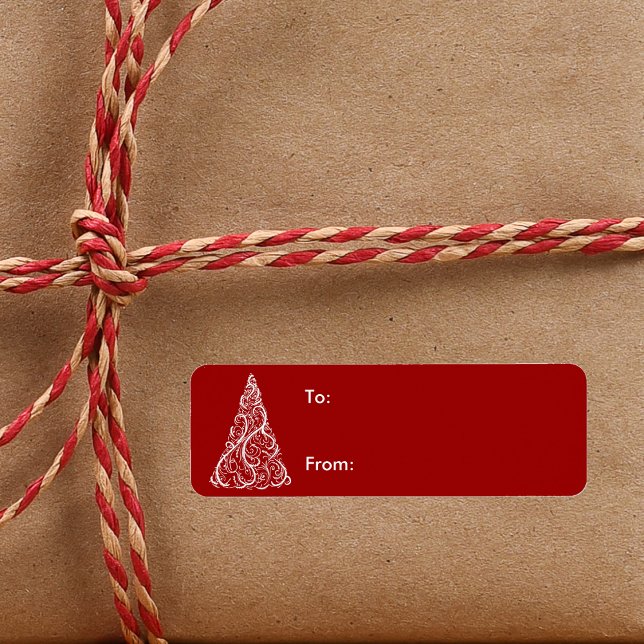White Christmas Tree on Red Gift Tag (Creator Uploaded)