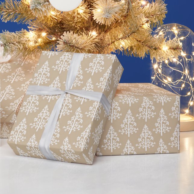 White Christmas Tree Pattern Wrapping Paper (Holidays)