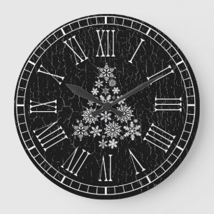 White Christmas Tree Your Weathered Background Large Clock