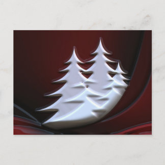 White Christmas trees Holiday Postcard