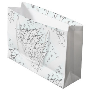White Christmas Trees Large Gift Bag
