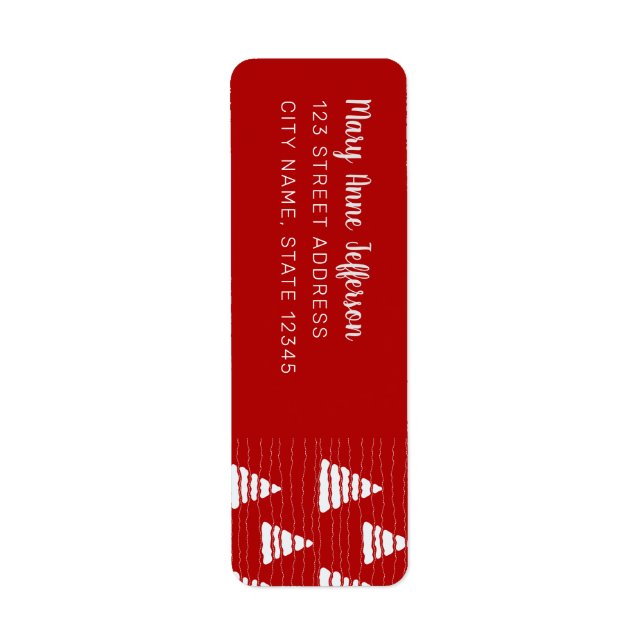 White Christmas trees on red custom address (Front)