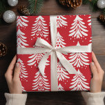 White Christmas Trees Red Christmas  Wrapping Paper<br><div class="desc">Transport yourself to a bygone era of festive nostalgia with our "Vintage Christmas Teddy Bears Red Wrapping Paper." This heartwarming design captures the timeless charm of classic holiday celebrations, featuring adorable teddy bears adorned in vintage Christmas attire. The rich red background sets the perfect stage for these endearing teddy bears,...</div>