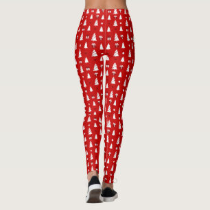 White Christmas Trees with Gifts Pattern Long Leggings