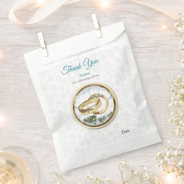 White Christmas Wedding Favour Bag (Clipped)