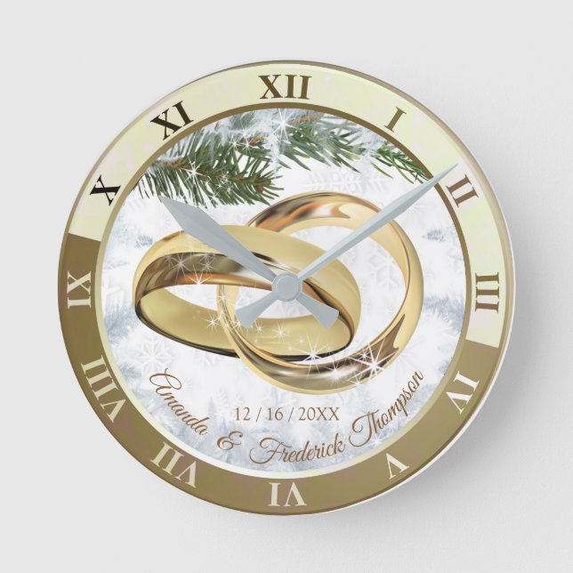 White Christmas Wedding Gift Clock (Front)