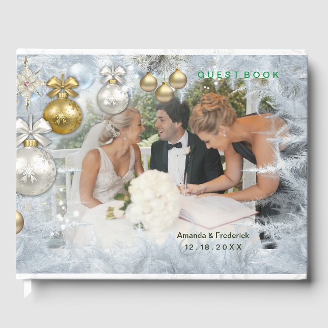 White Christmas Wedding Guest Book (Front)