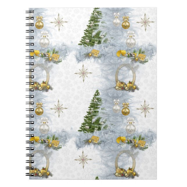 White Christmas Wedding Repeat Design Notebook (Front)