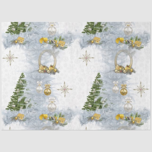 White Christmas Wedding Repeat Design Tissue Paper (Front)