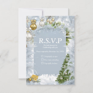 White Christmas Wedding RSVP Card