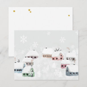 White Christmas Winter Snowy Day Illustration Mini Holiday Card