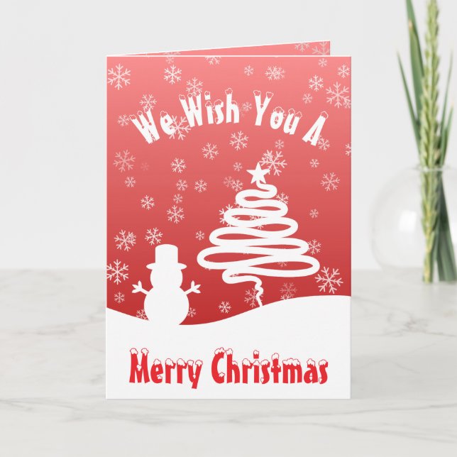 White Christmas Winter Wonderland Snowman Tree Card (Front)