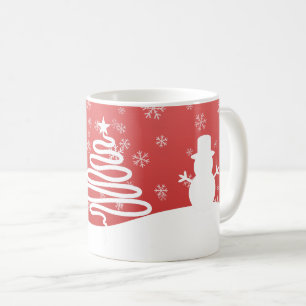 White Christmas Winter Wonderland Snowman Tree Coffee Mug