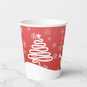 White Christmas Winter Wonderland Snowman Tree Paper Cups