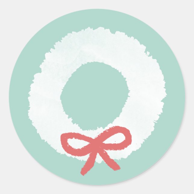 White Christmas Wreath Classic Round Sticker (Front)