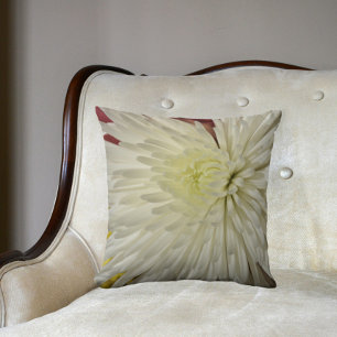 White Chrysanthemum Floral Throw Pillow