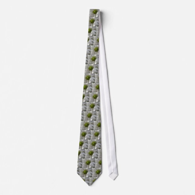 White Chrysanthemum Floral Tie (Front)