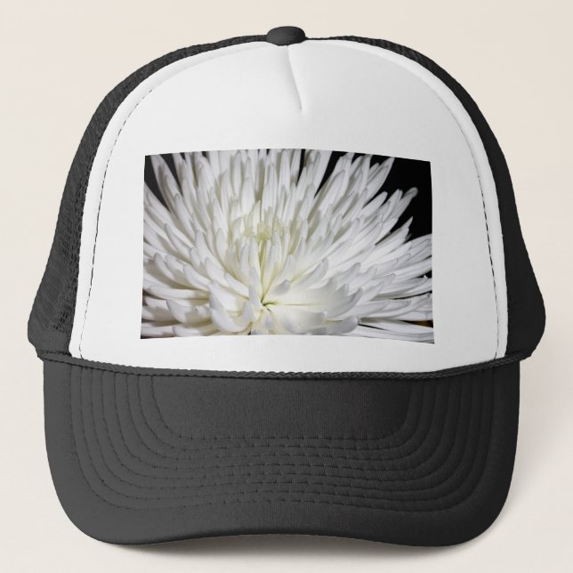 White Chrysanthemum Flower Mums Flowers Photo Trucker Hat (Front)