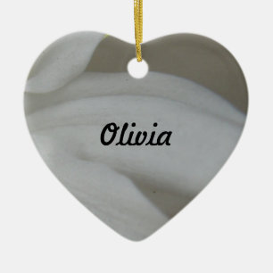 White Chrysanthemum Heart Custom Ceramic Ornament