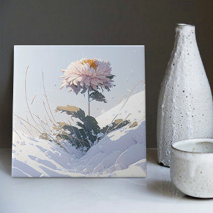 White Chrysanthemum Mountain Breaking Through Snow Tile