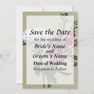 White Chrysanthemums and Purple Snapdragons Save The Date