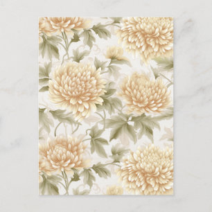 White Chrysanthemums Chiyogami Postcard