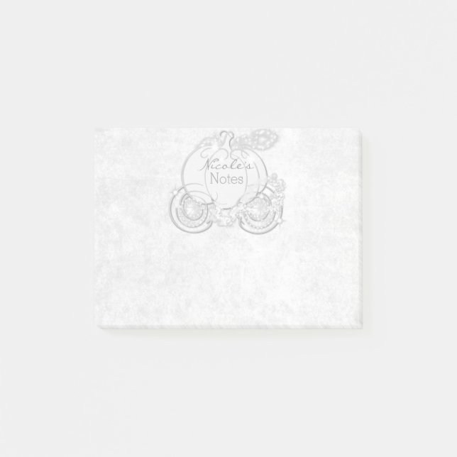 White Cinderella Carriage Storybook Personalized Post-it Notes (Front)