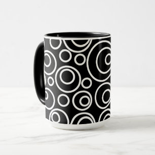 White Circles Design on Black Mug