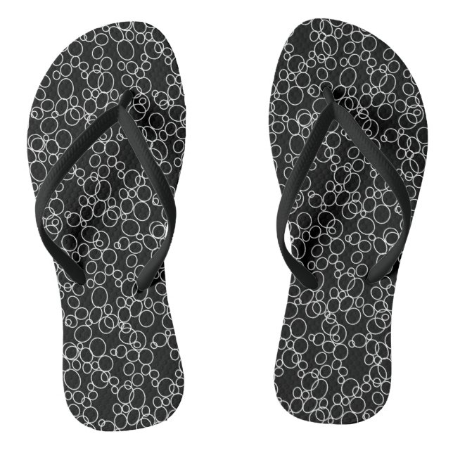 White Circles on Black Flip Flops (Footbed)