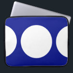 White Circles on Blue Laptop Sleeve<br><div class="desc">This bold geometric pattern features a white circle in the centre and two white half circles on the edges of a vibrant blue background. If you'd like to add a monogram or image to the design, click the "Customize it!" button. Digitally created image. Copyright © 2011 Claire E. Skinner. All...</div>