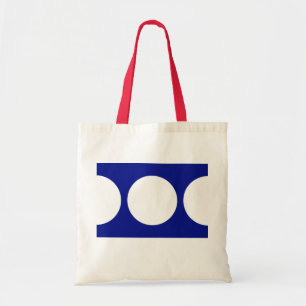 White Circles on Blue Tote Bag