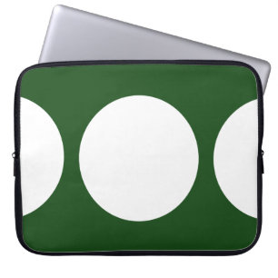 White Circles on Green Laptop Sleeve
