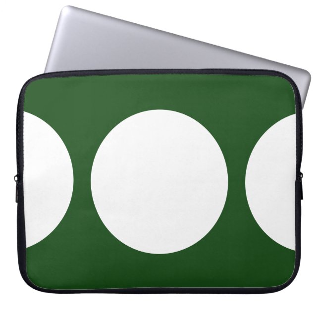White Circles on Green Laptop Sleeve (Front)