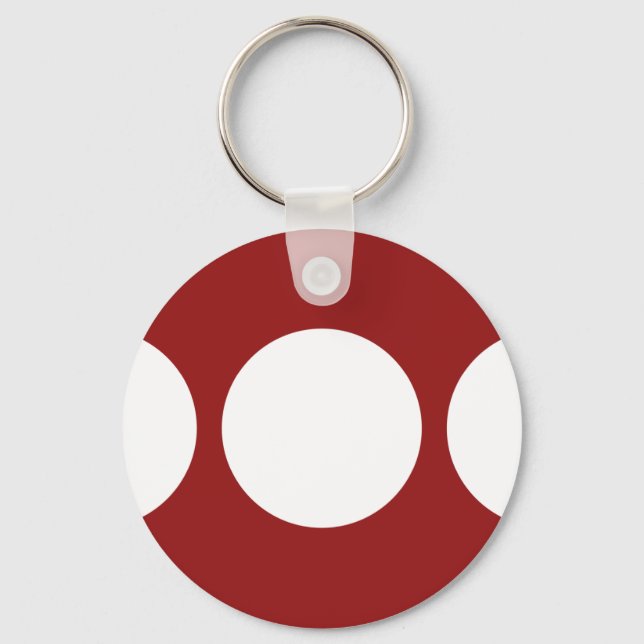 White Circles on Red Keychain (Front)