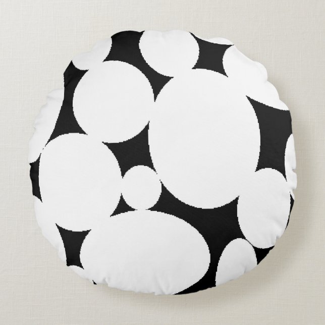 WHITE CIRCLES ROUND PILLOW (Front)