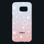 White Circles & Soft Pink & Sky-Blue Background Samsung Galaxy S7 Case<br><div class="desc">Abstract circles and stars over relaxing soft pink and sky-blue background.</div>