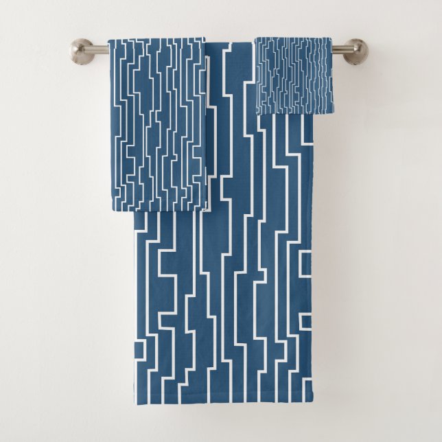 White Circuit Lines  Bath Towel Set (Insitu)