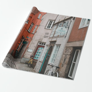 WHITE CITY BIKE PARKED ON ROADSIDE WRAPPING PAPER