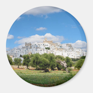 White city Ostuni, Puglia round magnet