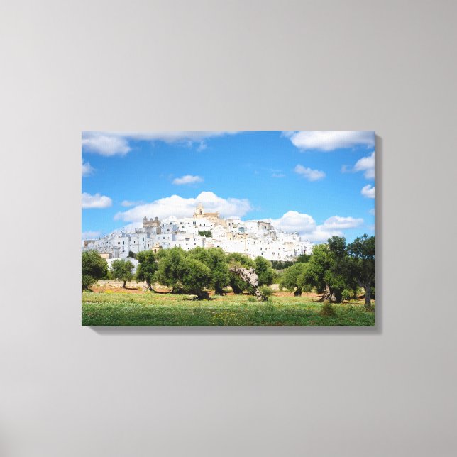 White city Ostuni with olive trees, Puglia canvas (Front)