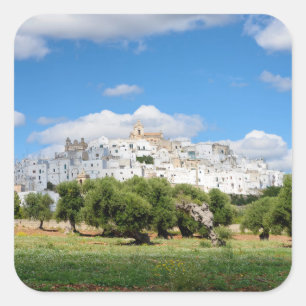 White city Ostuni with olive trees, Puglia sticker