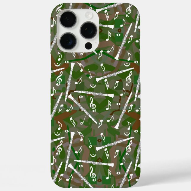White Clarinets Music Notes Case-Mate iPhone Case (Back)