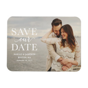 White Classic Overlay   Save the Date Magnet