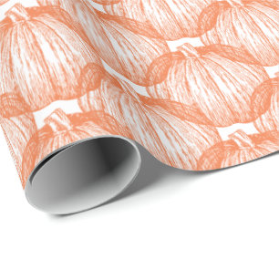 White   Classic Pumpkin Wrapping Paper