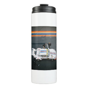 White classic race car thermal tumbler