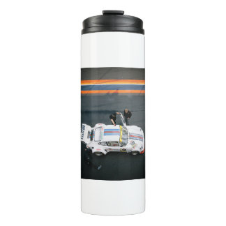 White classic race car thermal tumbler