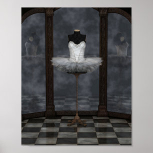 White Classical Ballet Tutu Reflections Poster